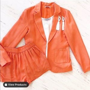 Orange blazer short set! White top included